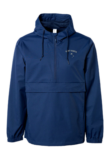 3 Strikes Water Resistant Anorak Jacket in Navy with left chest embroidery