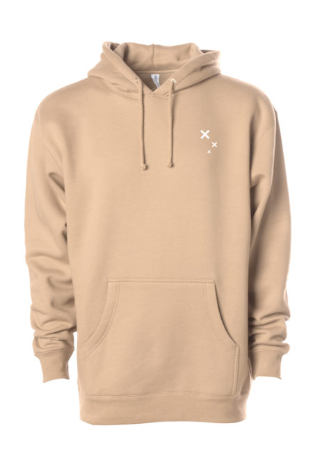 Sandstone colour Risky Habits pullover hoodie with left chest logo