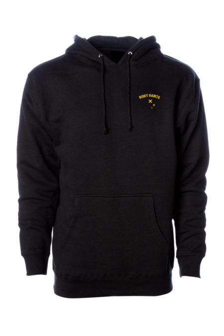 Black colour Risky Habits pullover hoodie with left chest logo