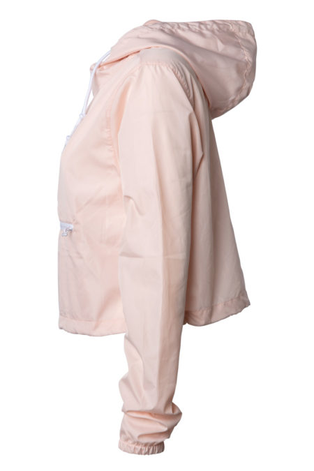 blush colour Risky Habits crop windbreaker side view